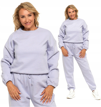 BLUZA DRESOWA DAMSKA BEZ KAPTURA BAWEŁNIANA FIOLETOWA MORAJ