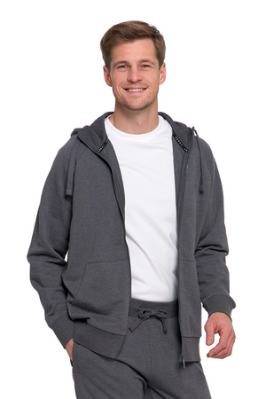 BLUZA MĘSKA KLASYCZNA ROZPINANA GŁADKA Z KAPTUREM WYGODNA MORAJ