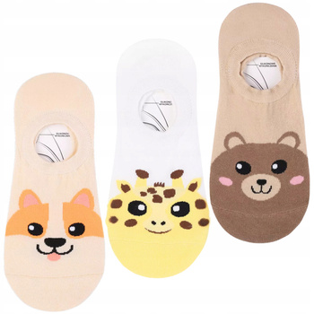 Stopki Damskie Niskie Skarpetki Balerinki Urocze Zwierzaki MORAJ 3PAK