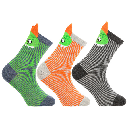 SKARPETY DZIECIĘCE MORAJ SKARPETKI KOLOROWE POTWORKI W PASKI 3-PAR