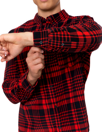 SZTRUKSOWA KOSZULA MĘSKA 100% BAWEŁNA W KRATĘ DŁUGI RĘKAW WYGODNA MORAJ