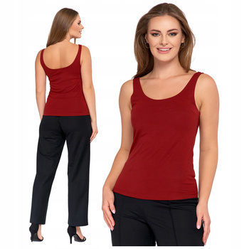 GŁADKI TOP DAMSKI DWUWARSTWOWY BLUZKA NA RAMIĄCZKACH LEKKA MODNA MORAJ