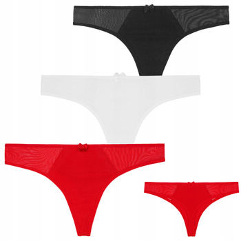 Stringi Majtki Damskie Bawełniane Delikatna Siateczka Modne MORAJ 3 szt.