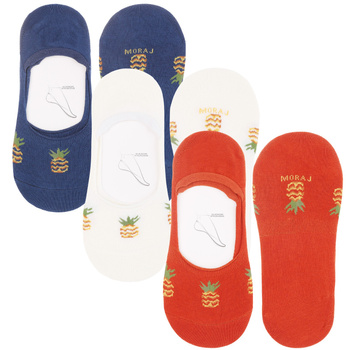 Stopki Damskie Niskie Skarpetki Skarpety Kolorowe Ananasy MORAJ 3 PARY