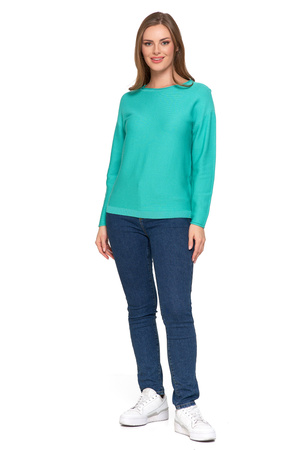 SWETER DAMSKI DZIANINOWY Z WISKOZY LUŹNY KRÓJ WYGODNY MODNY MORAJ