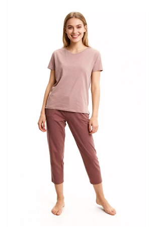 UROCZA PIŻAMA DAMSKA DWUCZĘŚCIOWA MORAJ KRÓTKI RĘKAW GŁADKA MODNA