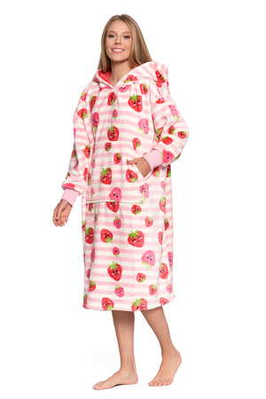 KOCOBLUZA CIEPŁA DUŻA BLUZA KOC Z RĘKAWAMI W TRUSKAWKI 2W1 PODUSZKA MORAJ