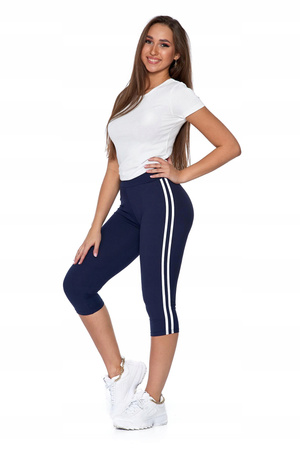 Legginsy 3/4 Damskie Lampas Wysoki Stan Kryjące Przyjemne Miękkie MORAJ 