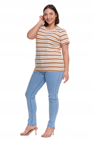 T-SHIRT DAMSKI w Paski Luźna Koszulka Bluzka z Krótkim Rękawem MORAJ 