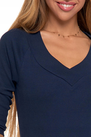 Bluzka Damska Prążkowana Koszulka w Prążek Elegancka Długi Rękaw MORAJ 