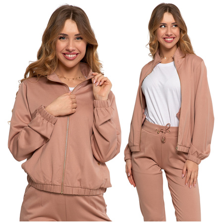 BLUZA DRESOWA DAMSKA MORAJ ROZPINANA GŁADKA KLASYCZNA ZE STÓJKĄ MODNA