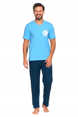 Piżama Męska T-Shirt Krótki Rękaw Długie Spodnie Klasyczna MORAJ 