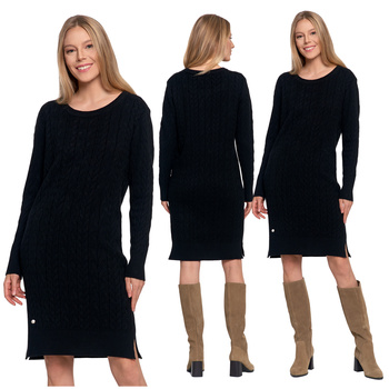 SUKIENKA DAMSKA CIEPŁA SWETERKOWA ELEGANCKA WARKOCZOWY SPLOT MORAJ