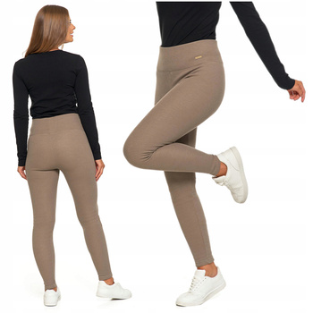 Ocieplane Legginsy Prążkowane Damskie Ciepłe Wysoki Stan MORAJ