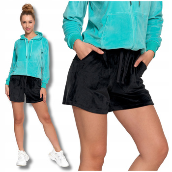 Welurowe Szorty Damskie Krótkie Spodenki z Wysokim Stanem Stylowe MORAJ