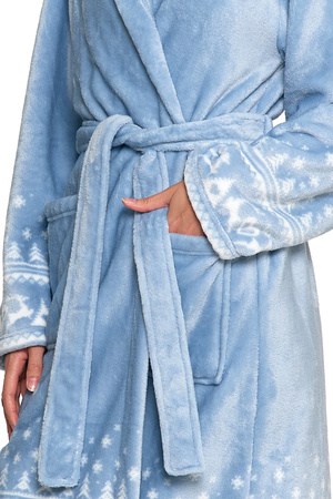 CIEPŁY SZLAFROK DAMSKI NA PREZENT WIĄZANY Z KAPTUREM PUSZYSTY MORAJ