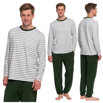 PIŻAMA MĘSKA DWUCZĘŚCIOWA KOSZULKA W PASKI I DŁUGIE SPODNIE MORAJ