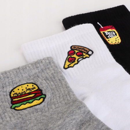 SKARPETKI DAMSKIE MODNE HAFT SKARPETY ZA KOSTKĘ FAST FOOD MORAJ 