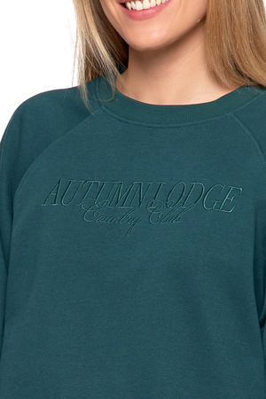 DRES DAMSKI SPODNIE KLASYCZNE WYSOKI STAN OCIEPLANA BLUZA Z HAFTEM MORAJ 