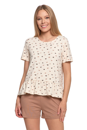 PIŻAMA DAMSKA DWUCZĘŚCIOWA MORAJ KRÓTKI RĘKAW SPODNIE SZORTY UROCZA