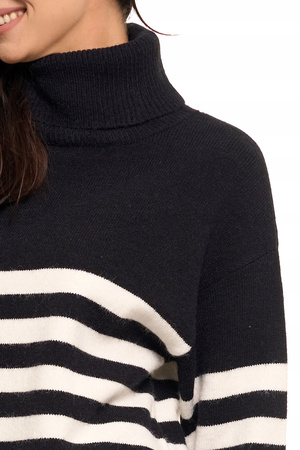 SWETER DAMSKI w Paski Golf Luźny Wygodny Beżowy Stylowy na Jesień MORAJ 