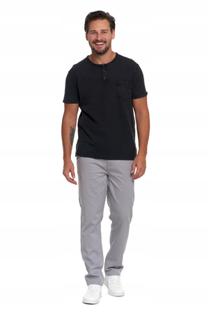 Koszulka Męska Elegancki T-Shirt z Guzikami Kieszonka Krótki Rękaw MORAJ 