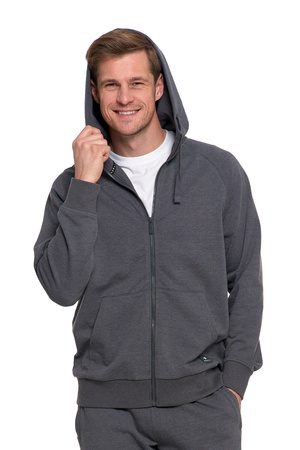 BLUZA MĘSKA KLASYCZNA ROZPINANA GŁADKA Z KAPTUREM WYGODNA MORAJ