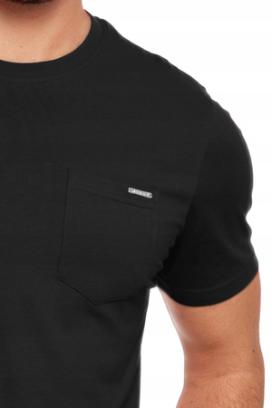 T-Shirt Męski Gładki Klasyczny Bawełniany Krótki Rękaw Kieszonka MORAJ 
