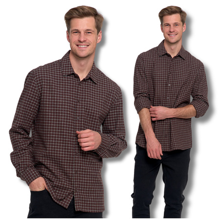 FLANELOWA KOSZULA MĘSKA 100% BAWEŁNA W KRATĘ DŁUGI RĘKAW WYGODNA MORAJ