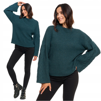 Luźny SWETER DAMSKI Szerokie Rękawy Modny Kobiecy Półgolf MORAJ