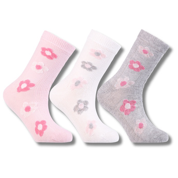 SKARPETY DZIECIĘCE MORAJ SKARPETKI DZIEWCZĘCE KOLOROWE KWIATKI 3-PAR