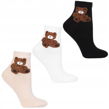 SKARPETY MORAJ DAMSKIE Miś Skarpetki za Kostkę Klasyczne Kolory 3-PAK