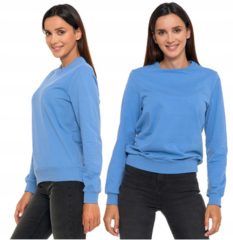 Bluza Damska Dresowa Bawełniana Bez Kaptura Wkładana Niebieska MORAJ