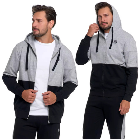 BLUZA MĘSKA DRESOWA Z KAPTUREM NA ZAMEK KLASYCZNA ROZPINANA MORAJ