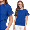 Elegancka Bluzka Damska Motylkowe Rękawy z Koronką Koszulka T-Shirt MORAJ 