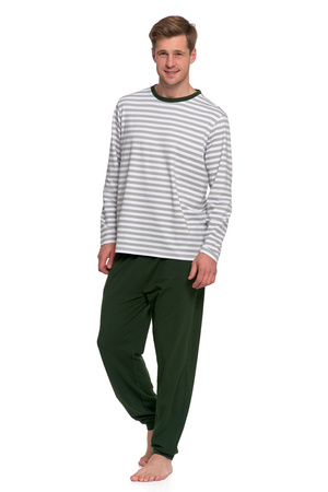 PIŻAMA MĘSKA DWUCZĘŚCIOWA KOSZULKA W PASKI I DŁUGIE SPODNIE MORAJ
