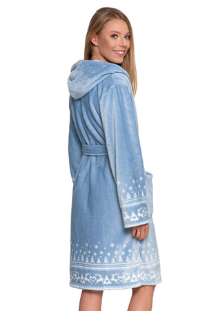 CIEPŁY SZLAFROK DAMSKI NA PREZENT WIĄZANY Z KAPTUREM PUSZYSTY MORAJ