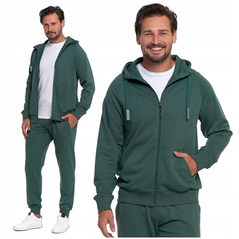 BLUZA MĘSKA Dresowa Rozpinana z Kapturem Gładka z Kieszeniami MORAJ