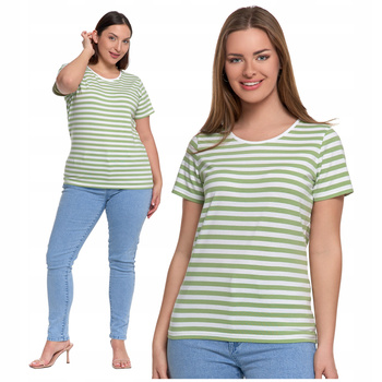 T-SHIRT DAMSKI w Paski Luźna Koszulka Bluzka z Krótkim Rękawem MORAJ