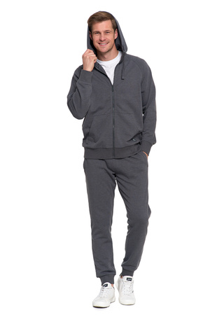 BLUZA MĘSKA KLASYCZNA ROZPINANA GŁADKA Z KAPTUREM WYGODNA MORAJ