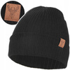 Czapka Damska Zimowa Beanie na chłodne dni w Prążek naszywka jelenia MORAJ