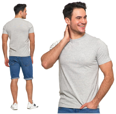 T-Shirt Koszulka Klasyczna Męska Bawełniana Krótki Rękaw Szara MORAJ 