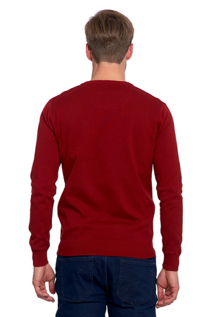 ELEGANCKI SWETER MĘSKI KLASYCZNY PROSTY KRÓJ DEKOLT W SEREK MODNY MORAJ
