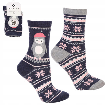 Skarpetki Damskie Nie Do Pary Wysokie Pingwinek PREZENT 1 para MORAJ