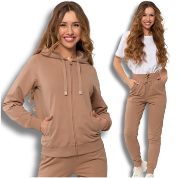 DRES DAMSKI MORAJ WYGODNY ZESTAW DRESOWY SPODNIE I BLUZA ROZPINANA