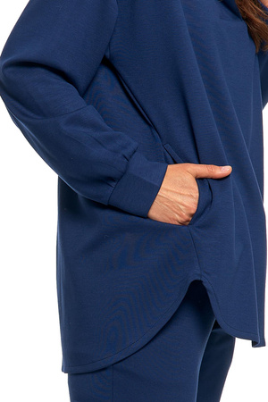 Elegancka BLUZA DAMSKA Oversize z Kapturem Stylowa Dekolt Serek MORAJ