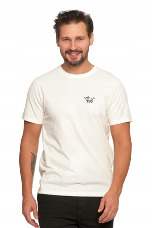 Koszulka T-SHIRT MĘSKI Bluzka z krótkim rękawem Haft Byka Biała MORAJ