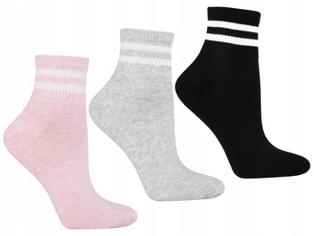 SKARPETKI DAMSKIE 3/4 Za Kostkę Klasyczne Ściągacz w Paski 3PAK MORAJ