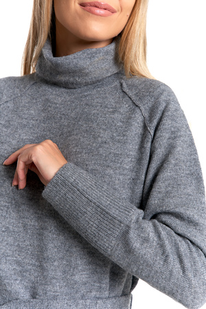 CIEPŁA SUKIENKA DŁUGA DZIANINOWA SUKNIA Z GOLFEM WYGODNA MORAJ