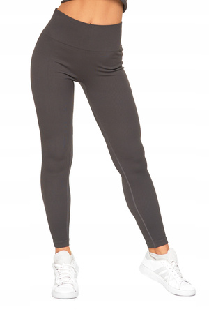 Legginsy Damskie Sportowe Wysoki Stan Kryjące Prążkowane Wygodne MORAJ 